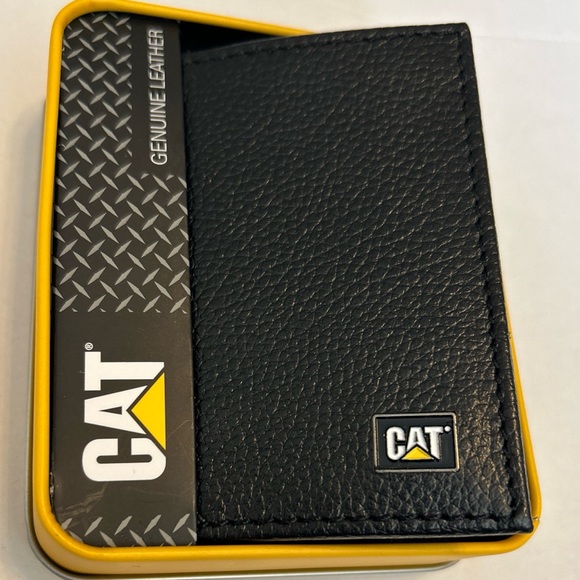 Caterpillar Bags Cat Caterpillar Mens Leather Trifold Wallet Emboss Logo Rfid Shield In